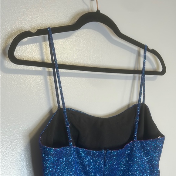 Lulu's Spectacular Sensation Blue Multi Glitter Bodycon Mini Dress NWT - Picture 10 of 11